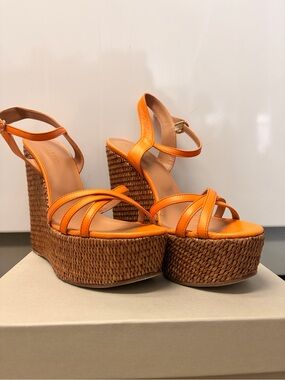 Dee Ocleppo Orange Wedge Platform Sandals